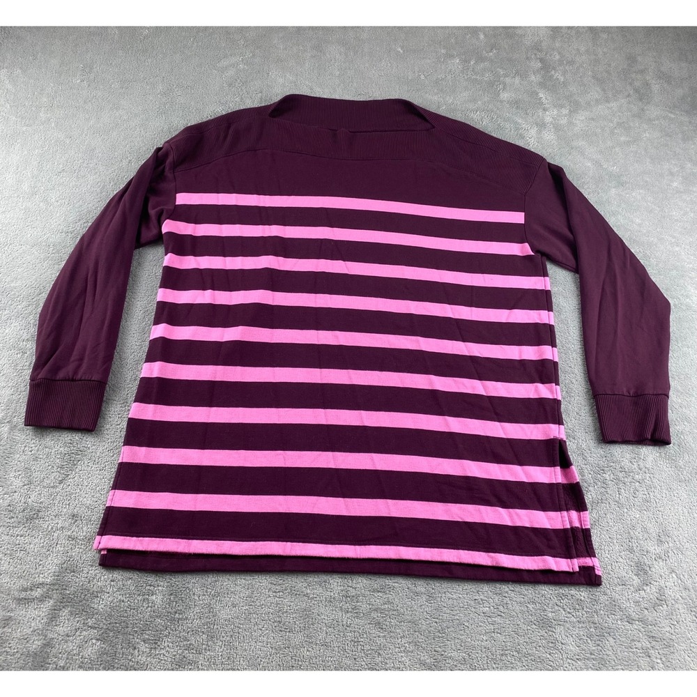 Lou & Grey Womens Long Sleeve‎ Striped Sweatshirt Pullover Purple Pink Size L